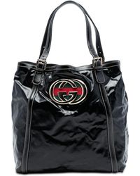 Gucci - Pre-Owned Patent Dialux Britt Web Tote - Lyst