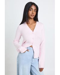 Boohoo - Rib Knit Cinched Hem Cardigan - Lyst