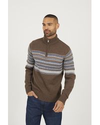 Brave Soul - Quarter Zip Fair Isle Jumper - Lyst