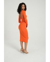 Hiccup - Knitted Round Neck Long Sleeve Midi Dress With A Back Cut Out - Lyst