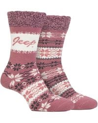 Jeep - 2 Pairs Ladies Thermal Patterned Fairisle Socks Warm Winter - Lyst