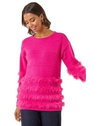 Roman - Fluffy Trim Knit Jumper - Lyst