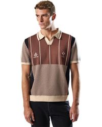 Umbro - Palet Percival Gebreid Gestreept Voetbal Poloshirt (bruin) - Lyst