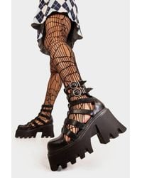LAMODA - Chunky Ankle Boots Hypnotised Platform Heels With Straps & Buckle - Lyst