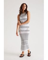Urban Bliss - Stripe Pointelle Midaxi Dress - Lyst