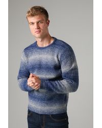Kensington Eastside - Dark Colour Block Ombre Crew Neck Jumper With Wool - Lyst