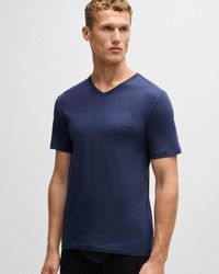 BOSS - 3-pack V-neck Underwear T-shirts In Cotton Jersey - Lyst