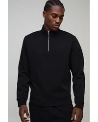 BoohooMAN - Basic Regular Fit Quarter Zip Funnel Neck Sweatshirt - Lyst