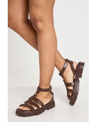Boohoo - Triple Strap Chunky Gladiator Sandals - Lyst