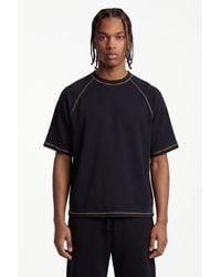 BoohooMAN - Oversized Boxy Contrast Stitch Washed Raglan Waffle T-Shirt - Lyst