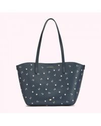 Lulu Guinness - Navy Cherry Blossom Small Ivy Tote Leather - Lyst