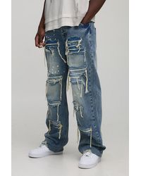 BoohooMAN - Tall Relaxed Fit Washed Paint Splatter Ripped Jeans - Lyst