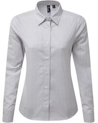 PREMIER - Maxton Gingham Shirt Met Lange Mouwen (zilver/wit) - Lyst