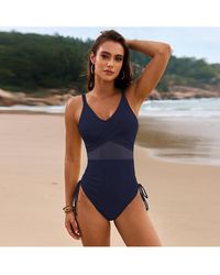 Everyday the Label - Dames Bikini Met Touwtjes, Rimpel V-hals, Eendelig Zwemkleding - Lyst
