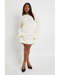 Boohoo - Plus Bow Back Detail Super Soft Knitted Dress - Lyst