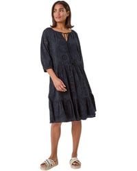 Roman - Cotton Broderie Tiered Smock Dress - Lyst