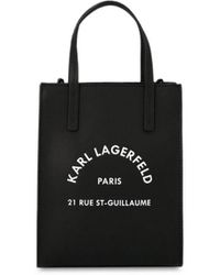 Karl Lagerfeld - Synthetic Leather Handbag With Magnetic Closure And Adjustable Strap - Lyst