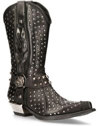 New Rock - Leather Studded Cowboy Boots- M-7928-S1 - Lyst