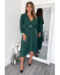 AX Paris - Long Sleeve Belted Midi Dress - Lyst