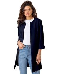 Roman - 3/4 Sleeve Textured Longline Smart Jacket - Lyst