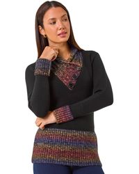 Roman - Colour Block Overlap V-Neck Jumper - Lyst