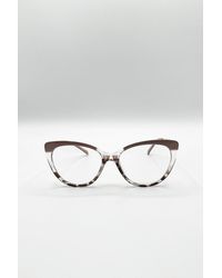 SVNX - Nude And Animal Print Clear Lens Glasses - Lyst