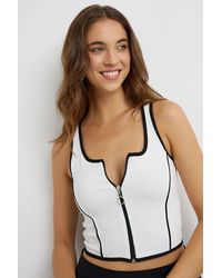 Hiccup - Contrast Zip-Detail Sleeveless Crop Top - Lyst