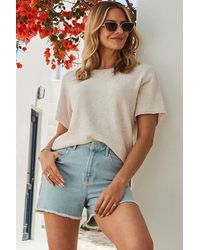 Sosandar - Champagne Tie Back Knitted Top Sequin - Lyst