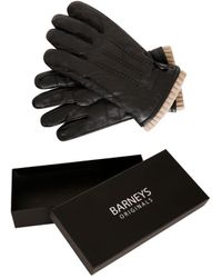 Barneys Originals - Gift Boxed Goat Leather Glove With Cream Knit Cuff - Lyst