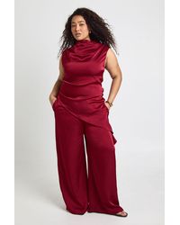Boohoo - Plus Satin Wide Leg Trouser - Lyst