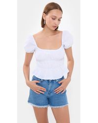 Hiccup - Square-Neck Short Sleeve Peplum Top - Lyst