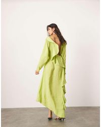ASOS - Asymmetric Long Sleeve Maxi Dress With Open Back - Lyst