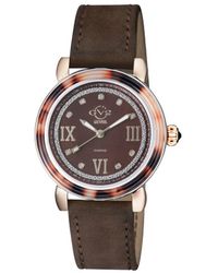 Gv2 - Marsala Tortoise Swiss Quartz Brown Mother Of Pearl Dial Two Tone Ss/ip Rg Bracelet Watch Stainless Steel - Lyst