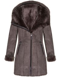 Infinity Leather - Merino Sheepskin Hooded Coat-Antioch - Lyst