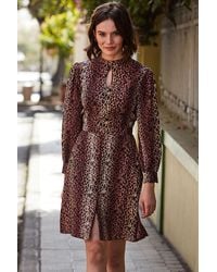 Sosandar - Leopard Print Fit & Flare Dress - Lyst