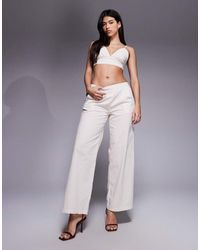 Missy Empire - Linen Look Cropped Cami Bralette Co-Ord - Lyst