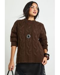 Boohoo - Drop Shoulder All Over Cable Oversized Knitted Jumper - Lyst