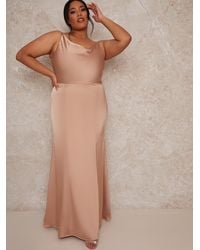 Chi Chi London - Plus Size Cowl Neck Satin Slip Maxi Dress - Lyst
