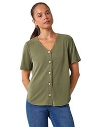 Roman - Petite V-Neck Buttoned Blouse - Lyst