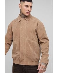 BoohooMAN - Tall Faux Suede Boxy Harrington Jacket - Lyst