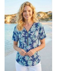 Roman - Floral Print Zip Detail Top - Lyst
