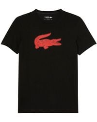 Lacoste - Sport T-shirt Met 3d-print Krokodillenjersey Voor In Zwart En Rood - Lyst