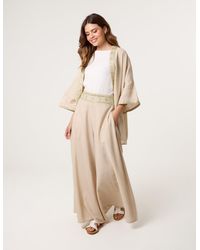 Blue Vanilla - Wide Leg Embellished Linen Trousers - Lyst