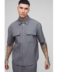 BoohooMAN - Tall Technical Pleated Oversized Short Sleeve Shirt - Lyst
