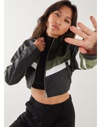Pink Vanilla - Cropped Racer Jacket - Lyst