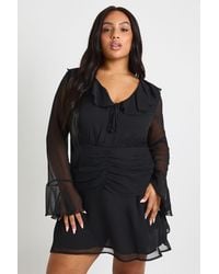 Boohoo - Plus Chiffon Ruched Waist Skater Dress - Lyst