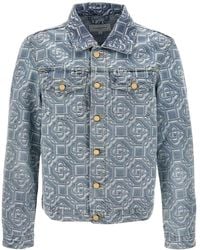 CASABLANCA - Classic Monogram Bleached Denim Jacket Cotton - Lyst