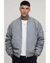 BoohooMAN - Tall Oversized Peached Embroidered Ma1 Bomber Jacket - Lyst