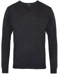 PREMIER - Knitted Cotton Acrylic V Neck Sweatshirt - Lyst