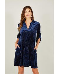 Yumi' - Velvet Tunic Dress With 3/4 Sleeves - Lyst